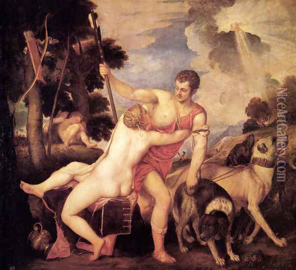 Venus and Adonis 1553-54 Oil Painting - Tiziano Vecellio (Titian)