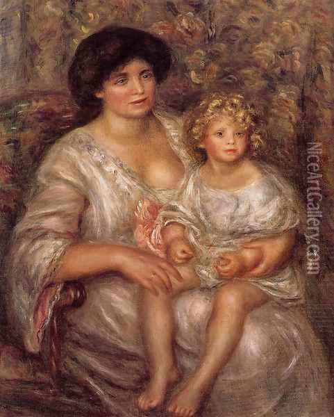 Madame Thurneyssan And Her Daughter Oil Painting - Pierre Auguste Renoir