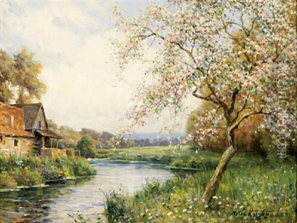Old Mill At Meppeville, Old Mill On The Risle Oil Painting - Louis Aston Knight