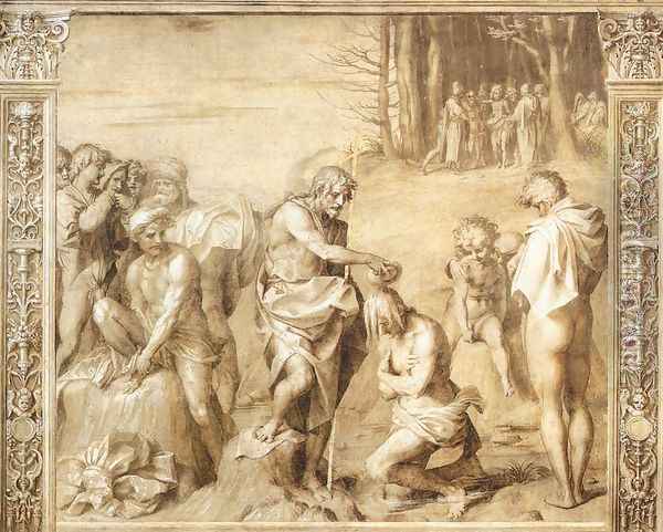 Baptism Of The People Oil Painting - Andrea Del Sarto