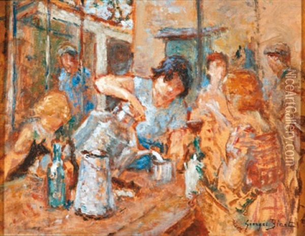 La Laitiere Dans La Maison Blanche A Villequier En Normandie Oil Painting - Georges Jules Ernest Binet
