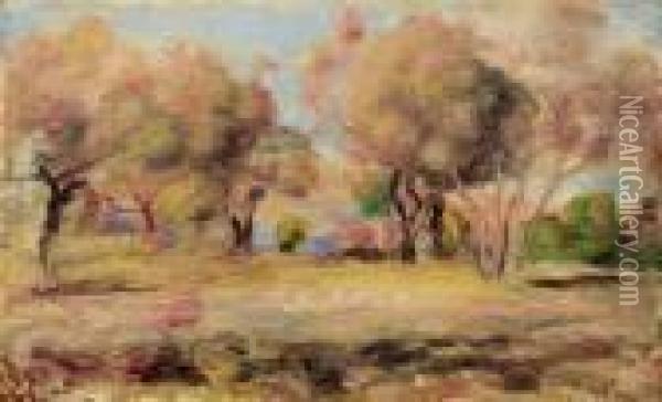 Paysage D'automne Avec Une Mare Oil Painting - Pierre Auguste Renoir