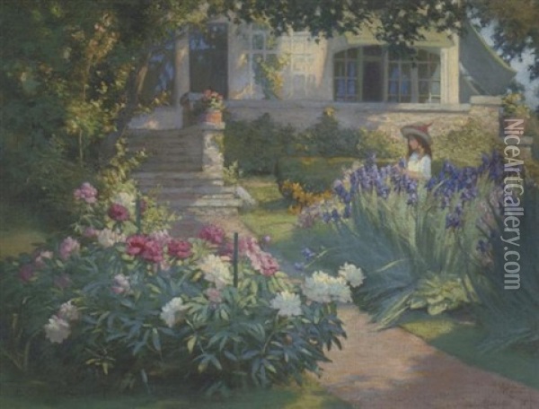 Garden In June Oil Painting - Frank Convers Mathewson
