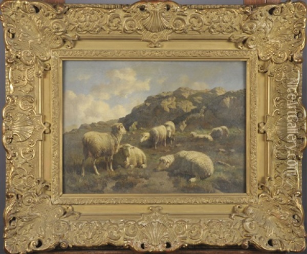 Moutons Dans Les Montagnes Oil Painting - Cornelis van Leemputten