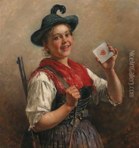 The Markswoman Oil Painting - Friedrich Anton Prolss