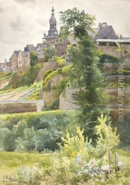 Vue De Montcontour De Bretagne Oil Painting - Leon Le Royer