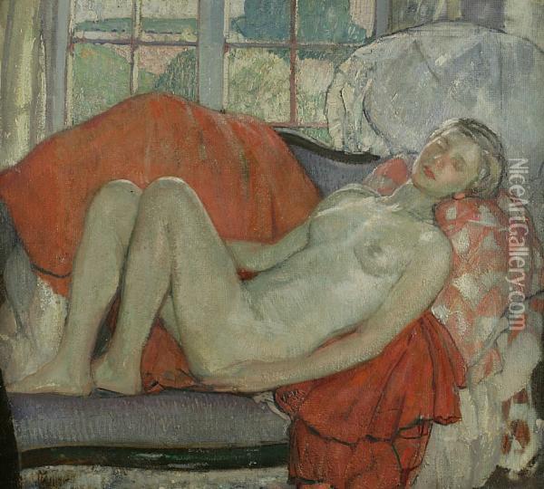 Reclining Nude Oil Painting - Richard Emile Miller
