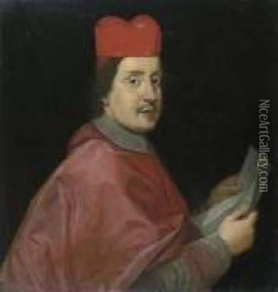 Geistlicher Im Roten Gewand. Oil Painting - Philippe de Champaigne