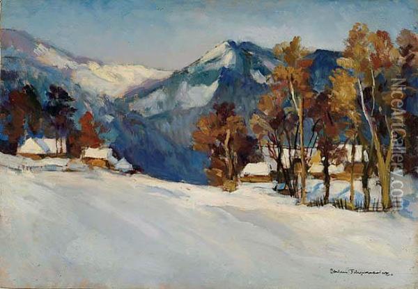 Zakopane W Sniegu Oil Painting - Stefan Filipkiewicz