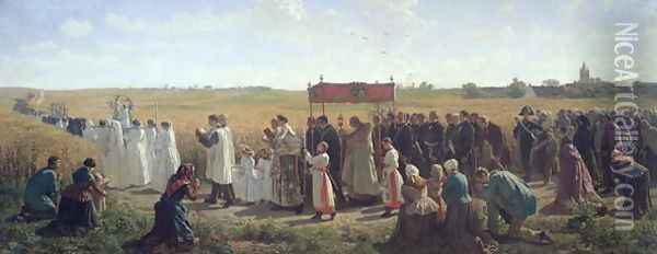 The Blessing of the Wheat in the Artois, 1857 Oil Painting - Jules Breton