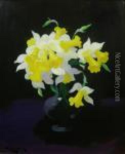 Still Life With Daffodils Oil Painting - James Stuart Park