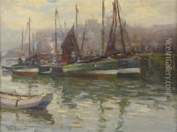 Whitby Harbour Oil Painting - Augustus William Enness