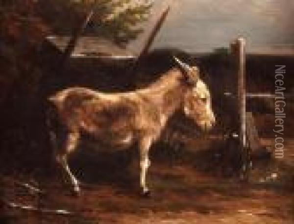 Donkey And Cart In Landscape Oil Painting - William Harris Weatherhead