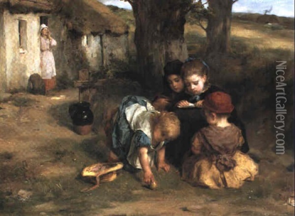 Playtime Oil Painting - Thomas Faed