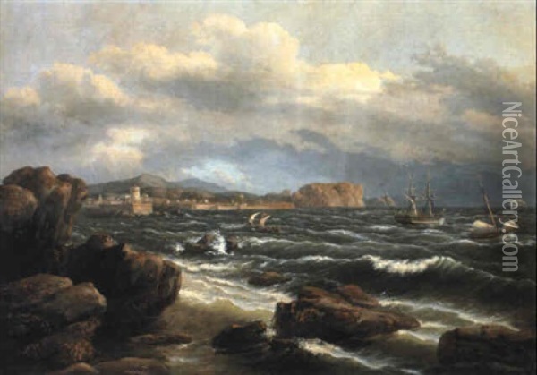 Off The Coast Oil Painting - Thomas Birch
