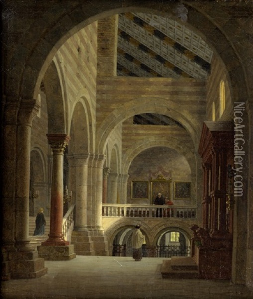 Interieur Des Domes Santa Maria Assunta In Pisa Oil Painting - Heinrich Hansen