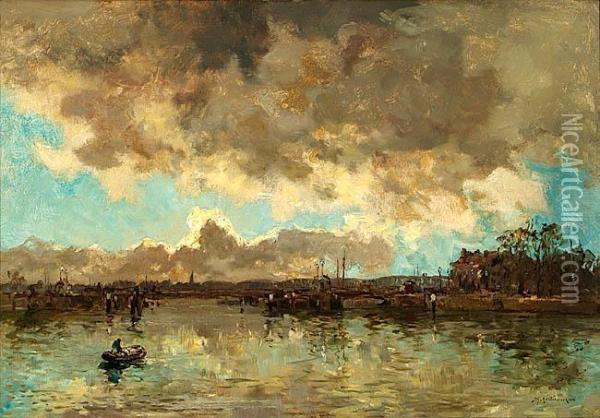 Hafeneinfahrt Von Rotterdam Oil Painting - Johann Hendrik Van Mastenbroek
