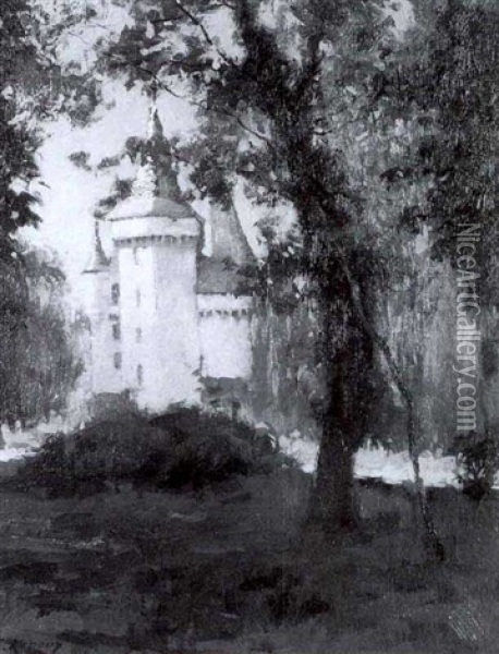 Chateau De Cherans-dordogne Oil Painting - Jules Ernest Renoux