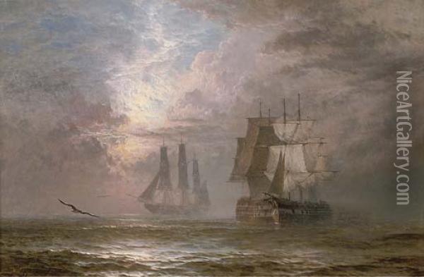 A Collision At Twilight Oil Painting - Henry Thomas Dawson