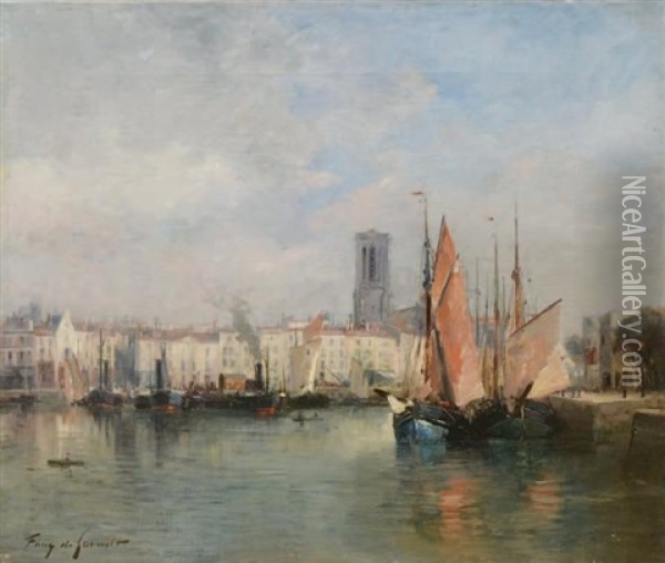 Le Port De La Rochelle Oil Painting - Albert Tibule Furcy De Lavault
