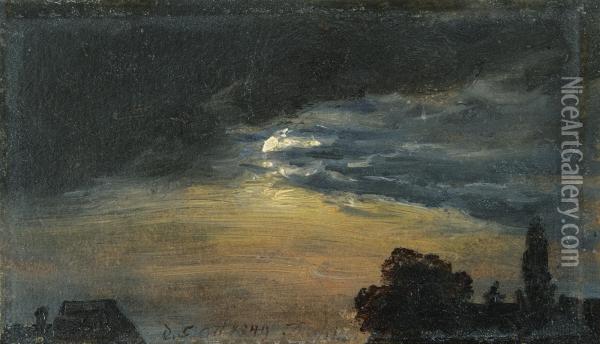 Clouds In Moonlight Oil Painting - Johan Christian Clausen Dahl