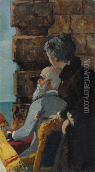 In Famiglia Oil Painting - Ugo Manaresi