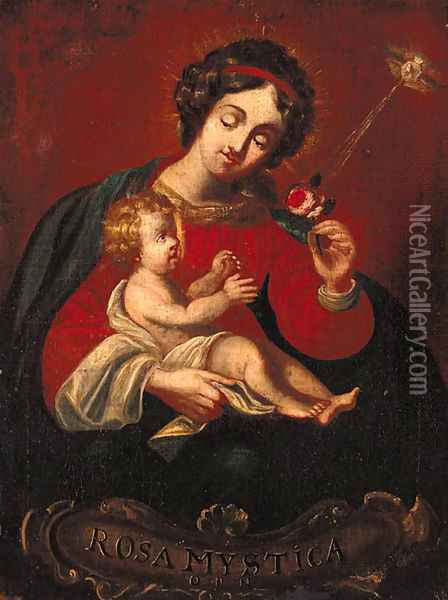Madonna and Child Oil Painting - Spanish Colonial School