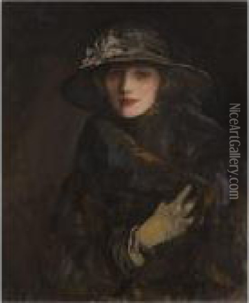 A Lady In Brown Oil Painting - John Lavery