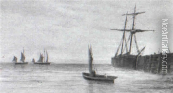 Two Views Of Scarborough Pier Oil Painting - Gustave de Breanski