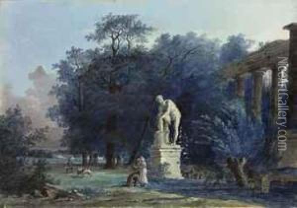 A Garden With Ruins Oil Painting - Antoine Pierre Mongin