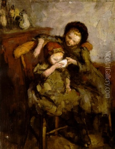 Daughters Of The Artist Oil Painting - Joseph Raphael