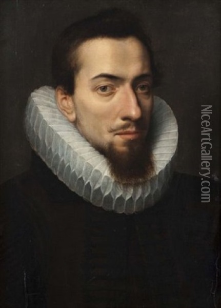 Portrait D'homme Portant Une Fraise Oil Painting - Jan Anthonisz Van Ravesteyn