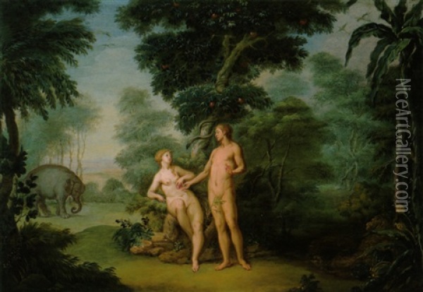 Adam Und Eva Im Paradies Oil Painting - Wenceslaus (Wenzel) Peter