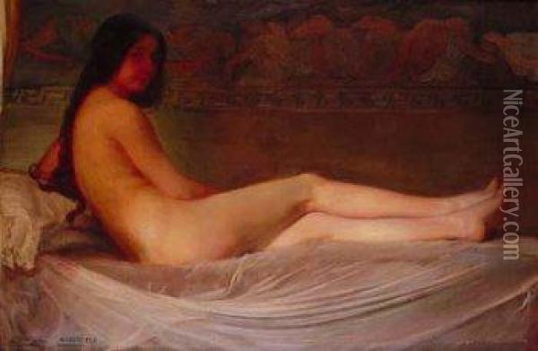 Desnudo Femenino Oil Painting - Leandro Oroz Y Lacalle