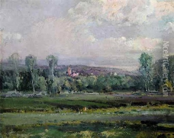 Paisaje Al Atardecer (landscape At Dusk) Oil Painting - Eliseo Meifren y Roig