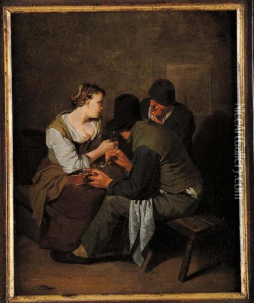 Interno Con Figure Oil Painting - Cornelis (Pietersz.) Bega