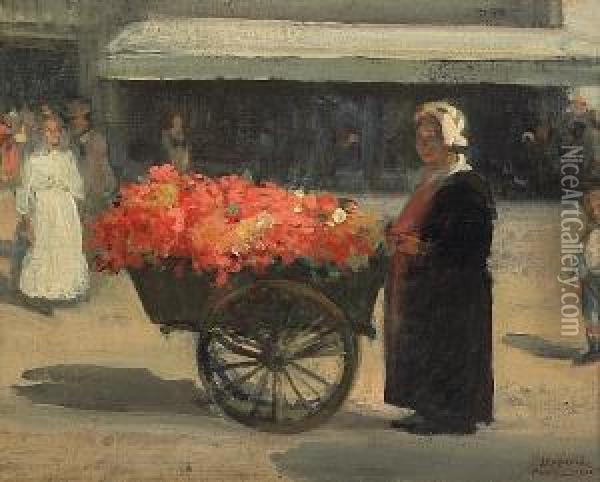 Flower Merchant In Paris Oil Painting - Xavier Martinez