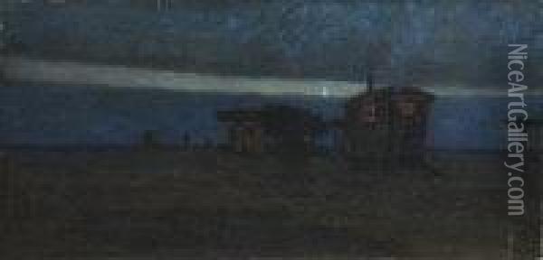 Caravans By Moonlight Oil Painting - Louis Monro Grier