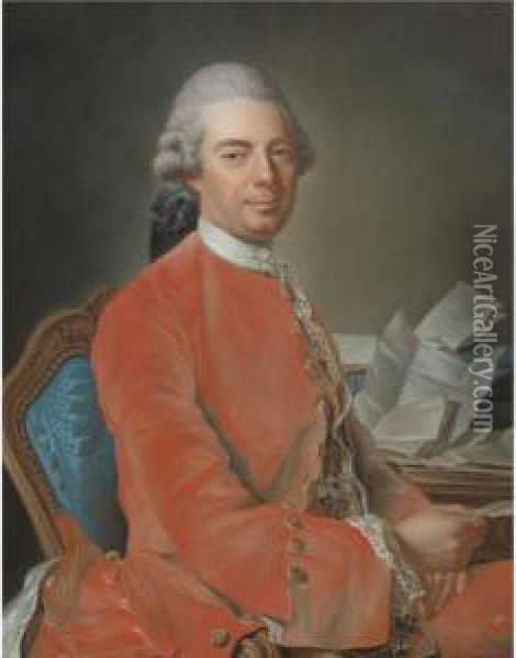 Portrait Of Johann Graf Fries Oil Painting - Alexander Roslin