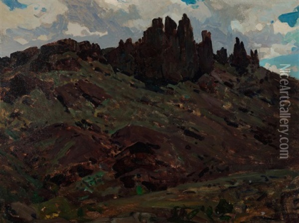 Butte, Montana Oil Painting - Frank Tenney Johnson