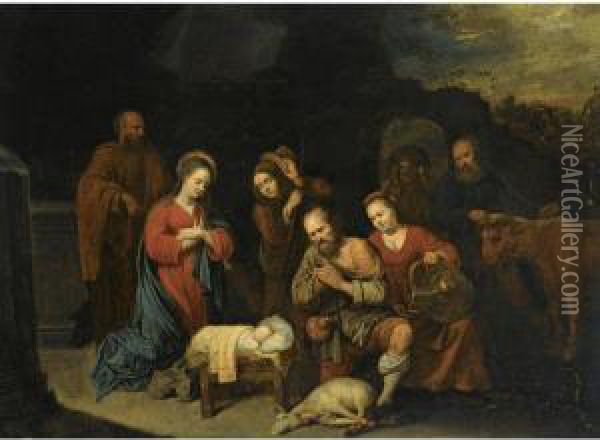 Adoration Of The Shepherds Oil Painting - David The Younger Ryckaert