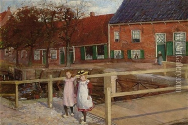Girls On A Sunday Stroll, Possibly Hattem Oil Painting - Jo (van Hattem) Koster