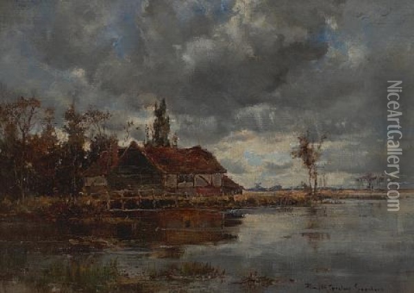 The Old Boathouse Oil Painting - Franck Spenlove-Spenlove