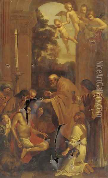 The Last Communion of Saint Jerome Oil Painting - Domenico Zampieri (Domenichino)