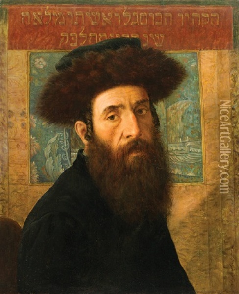 Portrait Of A Hassidic Rabbi Oil Painting - Isidor Kaufmann