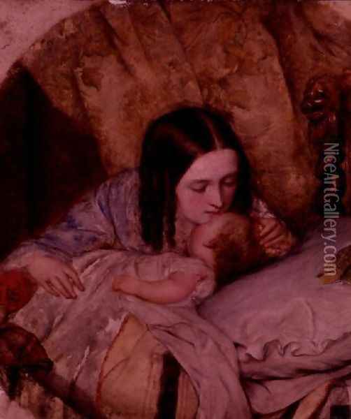 The Good Night Kiss Oil Painting - Edward Robert Hughes