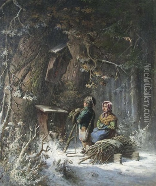 Im Winterlichen Wald Oil Painting - Eduard Freudenberg