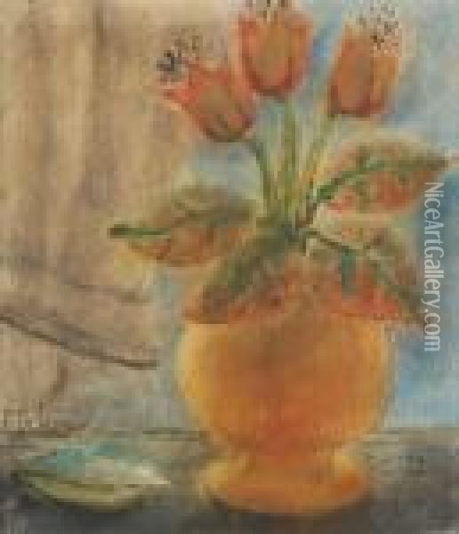 Vase Fleuri De Tulipes Oil Painting - Ferdinand Schirren
