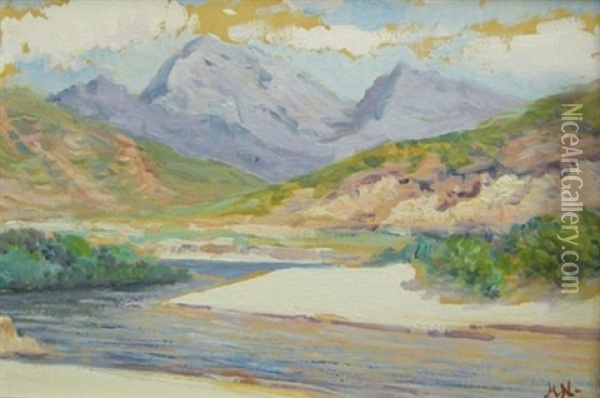 Landscape With Lagoon Oil Painting - Pieter Hugo Naude