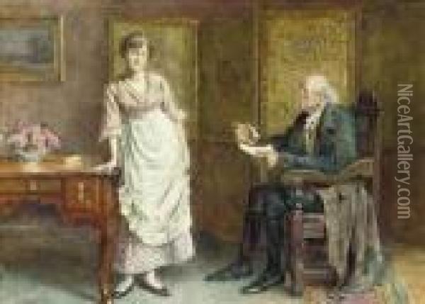 A Domestic Reprimand Oil Painting - George Goodwin Kilburne